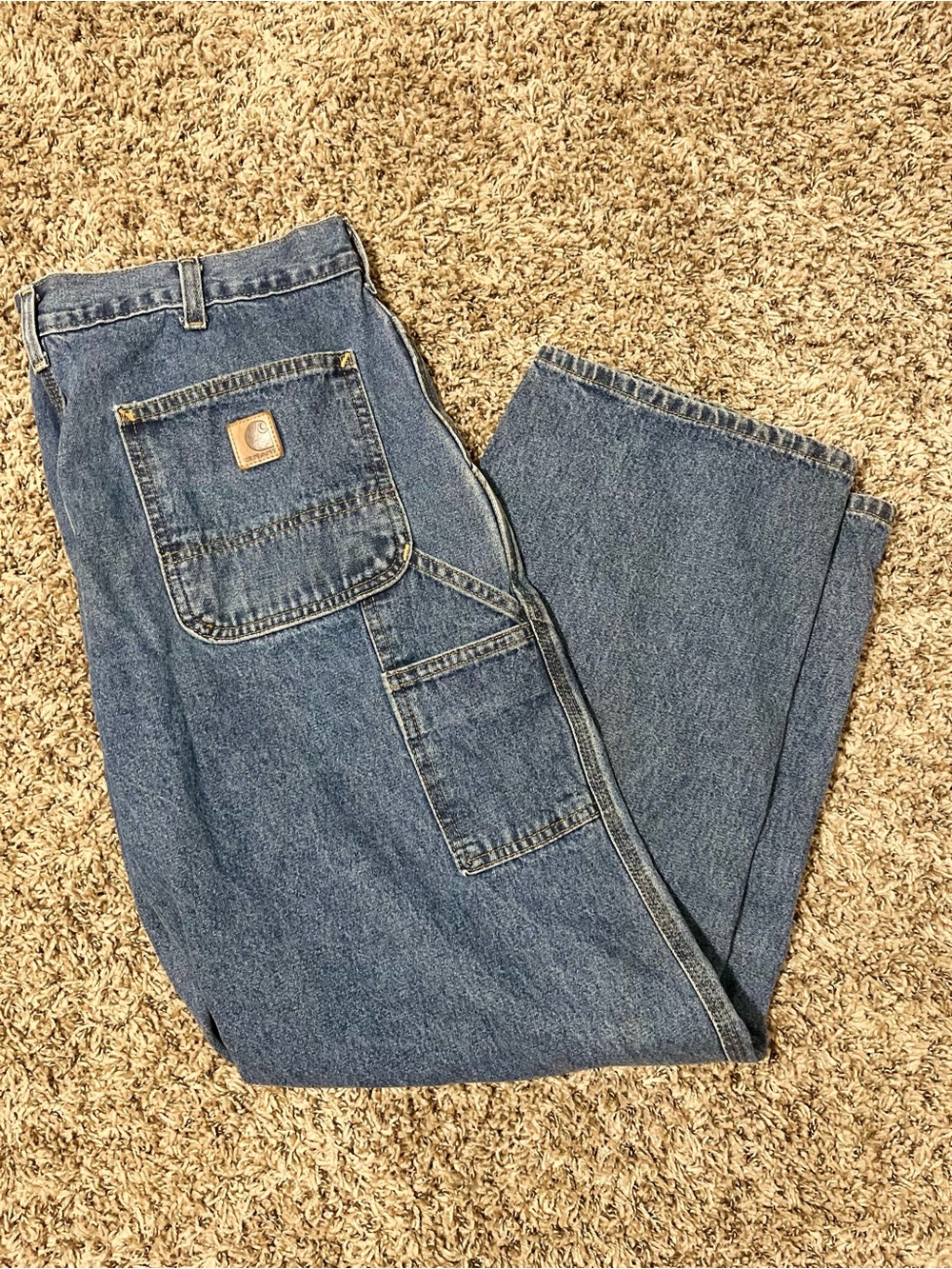 Carhartt Men's Dark Blue Relaxed Carpenter Jeans